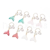 Glass Whale Tail with Imitation Pearl Cuff Earrings EJEW-JE04996-1