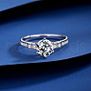 Rhodium Plated 925 Sterling Silver Micro Pave Moissanite Finger Rings WG38657-02-1