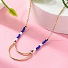 304 Stainless Steel & Blue Glass Beads Pendant Necklaces for Women NJEW-A045-26A-G-2