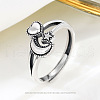 Heart & Moon & Star 925 Sterling Silver Adjustable Rings FS-WGFFD95-01-4