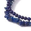 Chip & Round Natural Lapis Lazuli Beaded Stretch Bracelets for Women BJEW-JB10189-07-4
