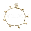 Ion Plating(IP) 304 Stainless Steel Round Ball Charm Bracelets for Women BJEW-D023-04G-1