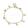 Ion Plating(IP) 304 Stainless Steel Round Ball Charm Bracelets for Women BJEW-D023-04G-1