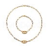 304 Stainless Steel Oval Link Bracelet and Necklace with Paperclip Chains SJEW-JS01254-1