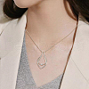 FIBLOOM 1Pc Stainless Steel Teardrop Pendant Necklaces NJEW-FI0001-61P-7