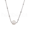 Mother's Day Jewellery Round Natural Cultured Freshwater Pearl Pendant Necklaces NJEW-JN04965-1