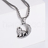 Stainless Steel Wolf with Moon Pendant Necklaces for Men OW6020-1-1