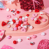  180Pcs 13 Styles Valentine's Day Spray Painted Natural Wood Beads WOOD-TA0002-01-7