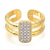 Rectangle Rack Plating Brass Micro Pave Cubic Zirconia Open Cuff Rings for Women RJEW-M022-31G-2