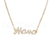 Word Mama Brass Micro Pave Clear Cubic Zirconia Pendant Cable Chain Necklaces for Women NJEW-TA00193-2