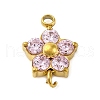 304 Stainless Steel Micro Pave Cubic Zirconia Flower Connector Charms STAS-U042-01G-01-1