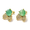 Bowknot Natural Agate Clear Cubic Zirconia Studs Earrings EJEW-K289-04G-2