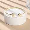 Clear Cubic Zirconia Open Cuff Bangle BJEW-G737-01G-01-2
