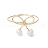 Mother's Day Jewellery Round Natural Cultured Freshwater Pearl Finger Rings RJEW-JR00856-4
