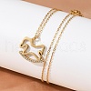 304 Stainless Steel Crystal Rhinestone Rocking Horse Pendant Necklaces for Women NJEW-F339-02G-3
