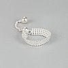 925 Sterling Silver Round Beaded Chain Adjustable Finger Rings for Women FS-WGBA7E8-01-4