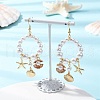 304 Stainless Steel Shell Shape with Starfish Dangle Earrings EJEW-TA00647-1