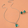 Triangle Alloy & Plastic Pendant Necklaces & Stud Earrings Sets FS-WG3E666-01-2