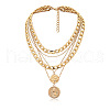 Punk Flat Round with Human Pattern Alloy Multi Layered Necklaces FS-WG0D034-01-3
