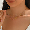 925 Sterling Silver Pave Blue Cubic Zirconia Curved Stick Link Chain Necklaces for Women Summer Casual Gift ED3912-1