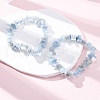Natural Aquamarine Chip Beaded Stretch Bracelets for Women Men BJEW-K277-01-3