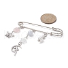 Natural Mixed Gemstone Heart & Fairy & Butterfly Charms Safety Pin Brooch JEWB-BR00102-2