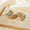 Elegant Vintage Two Tone Heart Brass Stud Earrings NR0767-4