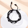Adjustable Natural Obsidian & Hematite Braided Bead Bracelets BJEW-U035-01A-2