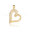 Brass Micro Pave Clear Cubic Zirconia Pendants ZIRC-OY001-18G-1