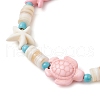 Synthetic Turquoise & Natural Freshwater Shell Beads Braided Bead Bracelets for Women BJEW-JB12022-3