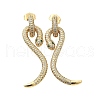Snake Brass Cubic Zirconia Dangle Stud Earrings for Women EJEW-F367-01B-G-2