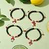 6mm Round Natural Lava Rock & Glass Braided Bead Bracelets BJEW-JB10667-2