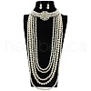 Flower Plastic Pearl Round Beaded Multilayer Necklaces & Dangle Earrings Sets FS-WG7C7AA-05-1