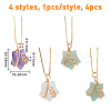 SUPERFINDINGS 4Pcs Natural Mixed Stone Pendants FIND-FH0005-70-2