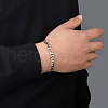 201 Stainless Steel Curb Chain Bracelets with Lobster Claw Clasps for Men BJEW-P316-01B-P-2