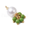 5Pcs 5 Colors ABS Plastic Imitation Pearl Round & Dyed Synthetic Turquoise Tassel Pendants PALLOY-JF03515-3