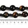 Natural Yellow Tiger Eye & Dyed Blue Tiger Eye(Dyed & Heated) 3-Hole Guru Beads Strands G-H064-E05-03A-5
