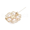 Alloy Crystal Rhinestone Flower Brooch Pins with ABS Pearl for Clothes Backpack JEWB-T005-03-2
