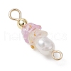 Frosted Flower Natural Cultured Freshwater Pearl & Acrylic Connector Charms PALLOY-JF03590-06-4