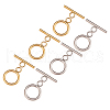 20Sets 2 Colors Ion Plating(IP) 304 Stainless Steel Ring Toggle Clasps STAS-CJ0001-204-1