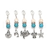 5Pcs Ocean Animal Tibetan Style Alloy Pendants Decorations HJEW-TA00346-2