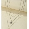 3Pcs Alloy with Plastic Pearl Butterfly Pendant Necklaces for Women WG0BA08-02-1