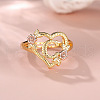 Heart with Flower Hollow Out Brass Finger Rings FS-WG99C3E-29-1
