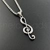 Fashionable Punk Rock Music Note Stainless Steel Pendant Necklaces NS7929-1