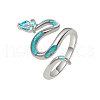 Snake Brass Micro Pave Cubic Zirconia with Enamel Adjustable Cuff Rings FS-WG9A961-01-5