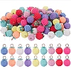 90Pcs 9 Colors Rubberized Style ABS Plastic Pendants KY-SZ0001-27-1