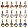 36Pcs 9 Styles Flat Round with Tree of Life Natural Gemstone Chips Pendant Decorations HJEW-FH00052-1