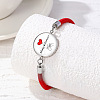 Alloy Glass Flat Round Link Bracelets WG69686-11-1