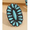 Oval Alloy with Synthetic Turquoise Adjustable Cuff Rings FS-WG97148-02-1
