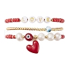 Mother's Day Jewellery 3Pcs 3 Style Natural Pearl & Glass & Acrylic Word Stretch Bracelets Set BJEW-TA00319-1